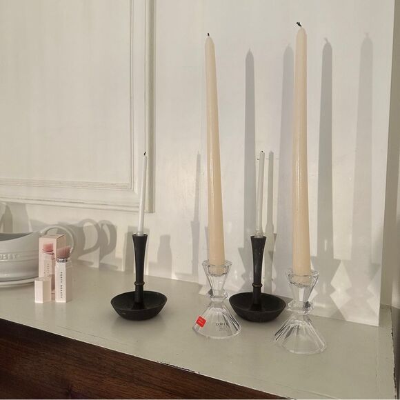 Vintage Towle Pair Of‎ Fine Lead Crystal Taper Candle Holders Elegant Design - Picture 4 of 6